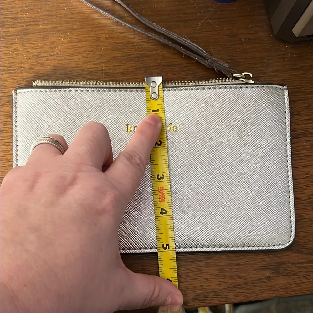Kate Spade Silver Metallic Wristlet Pouch